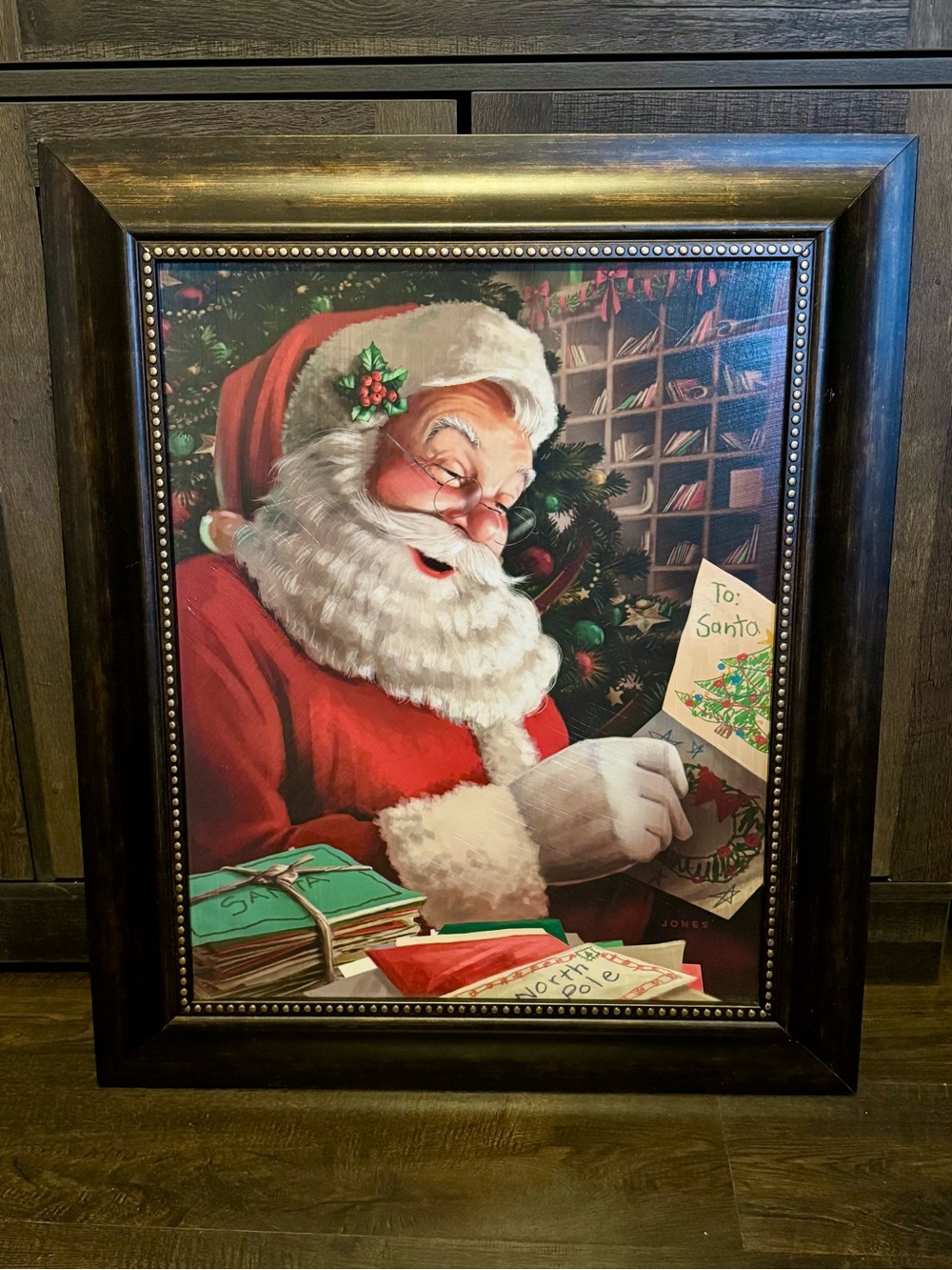 Holiday Santa Portrait Wall Art - Red and White